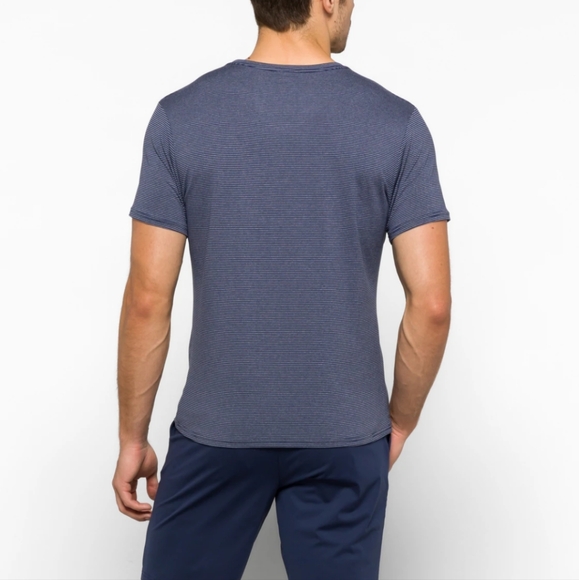 LIKE NEW 01.ALGO Peter Performance Vee Quick Dry Blue Striped Tee XL - Picture 4 of 8